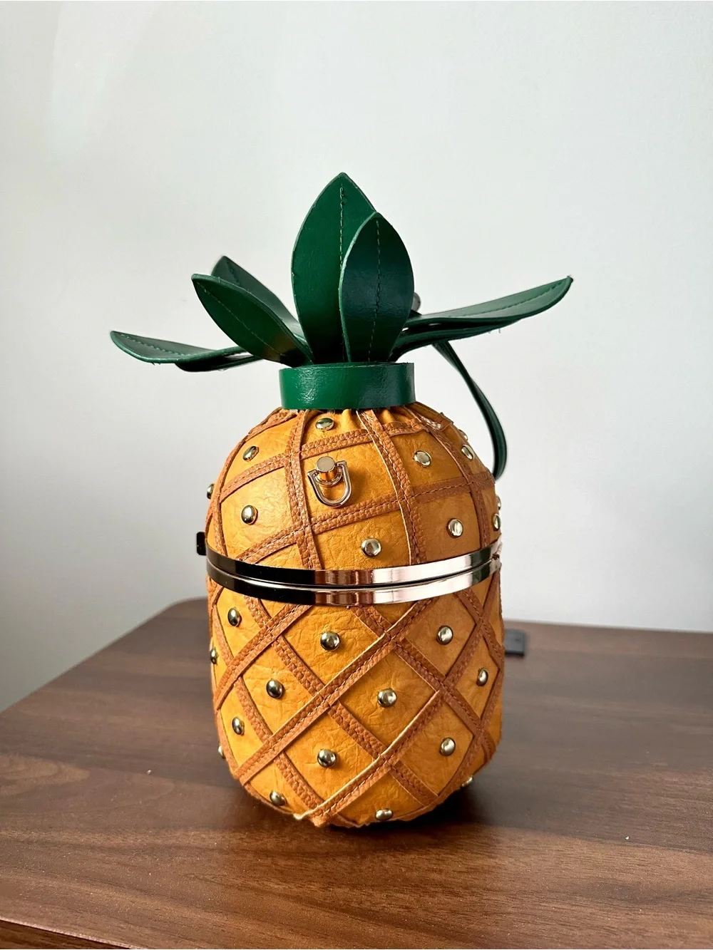 Diophy Leather Pineapple Crossbody Bag